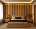 Acoustic Slat Wall Panels - Brass PVC (2400x600mm, 44mm Wide Slat)