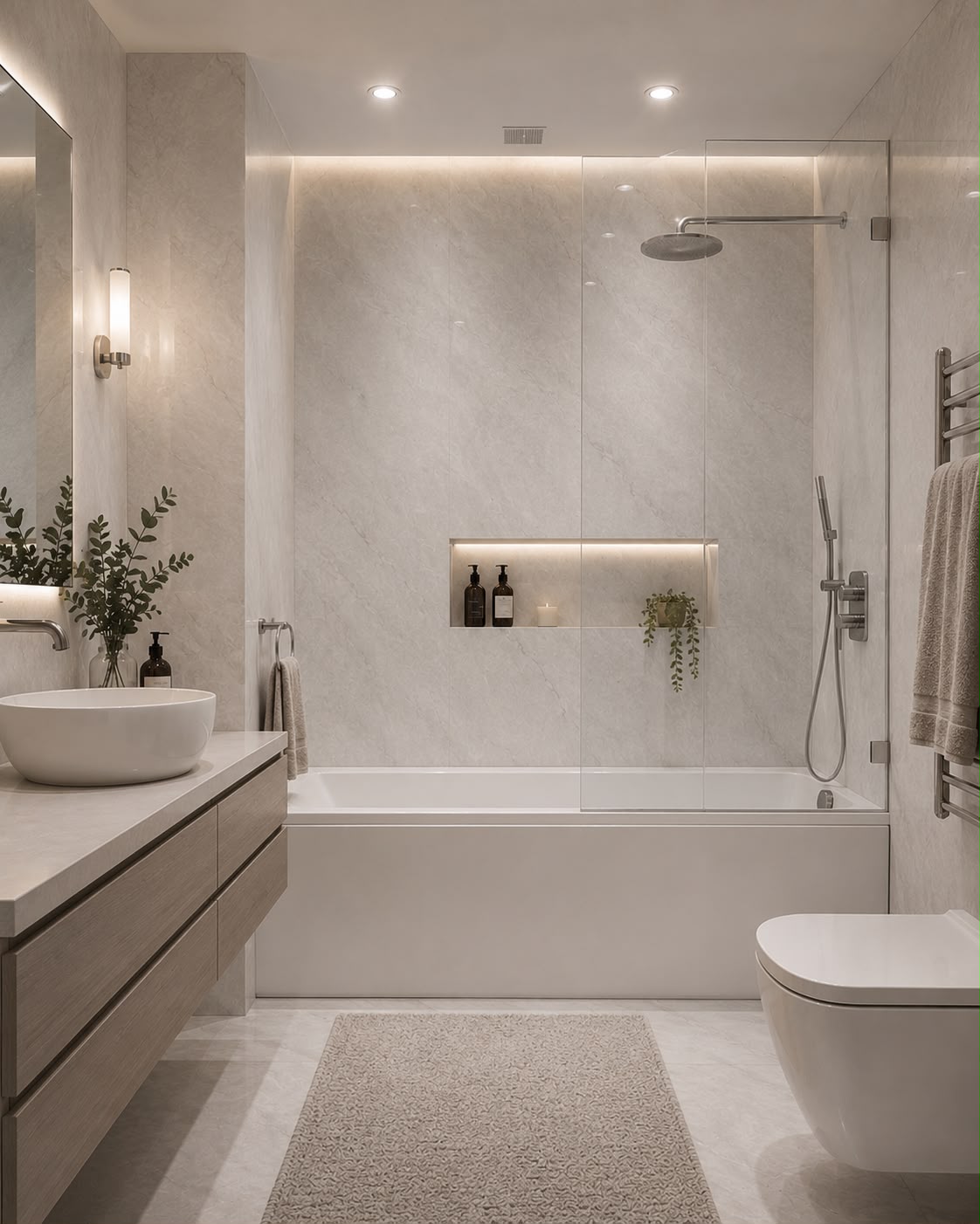 Light Grey Marble Gloss Shower Wall Panel | 2.4m x 1m | 10mm PVC Tongue & Groove