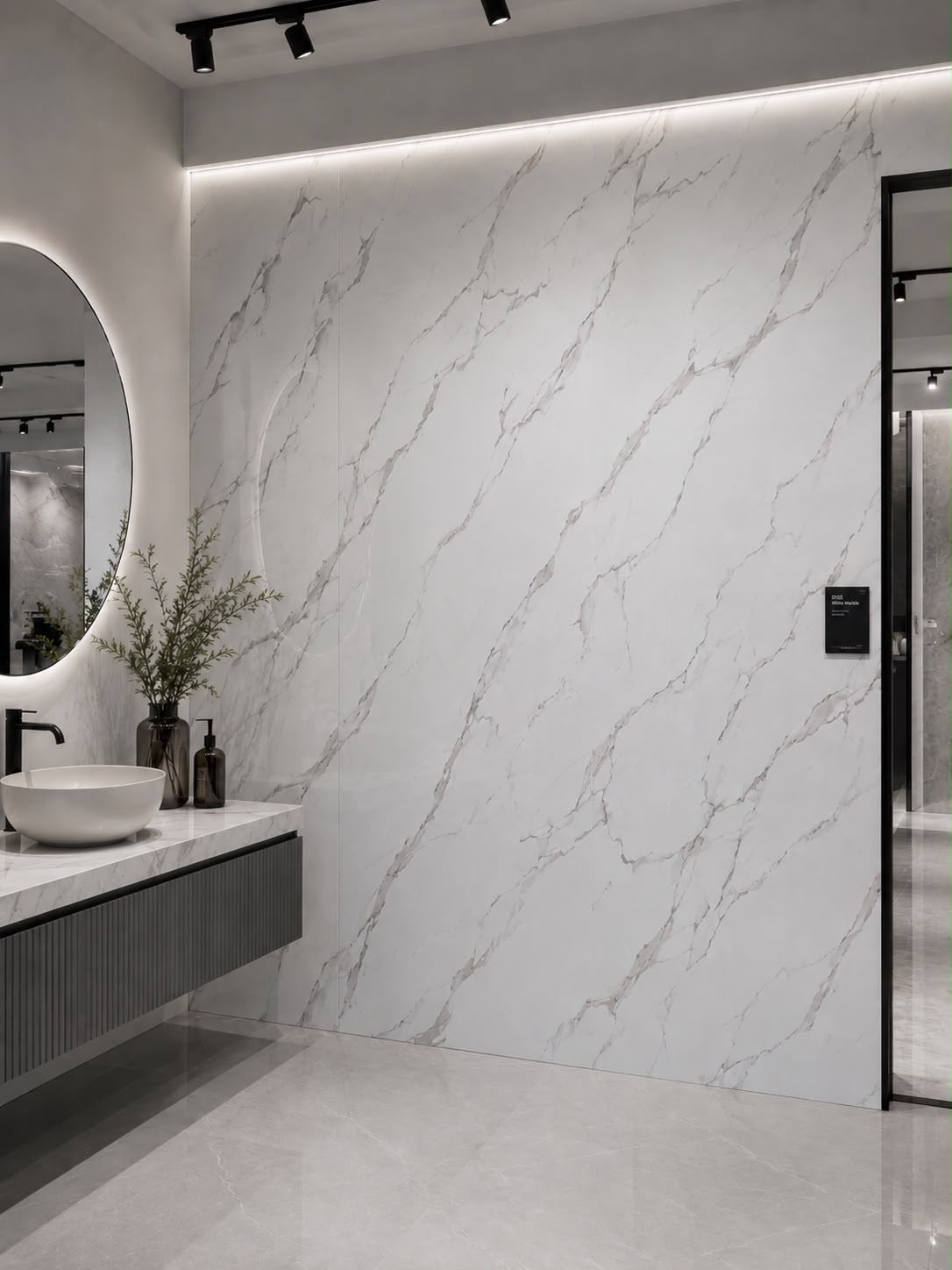White Marble Gloss Shower Wall Panel | 2.4m x 1m | 10mm PVC Tongue & Groove