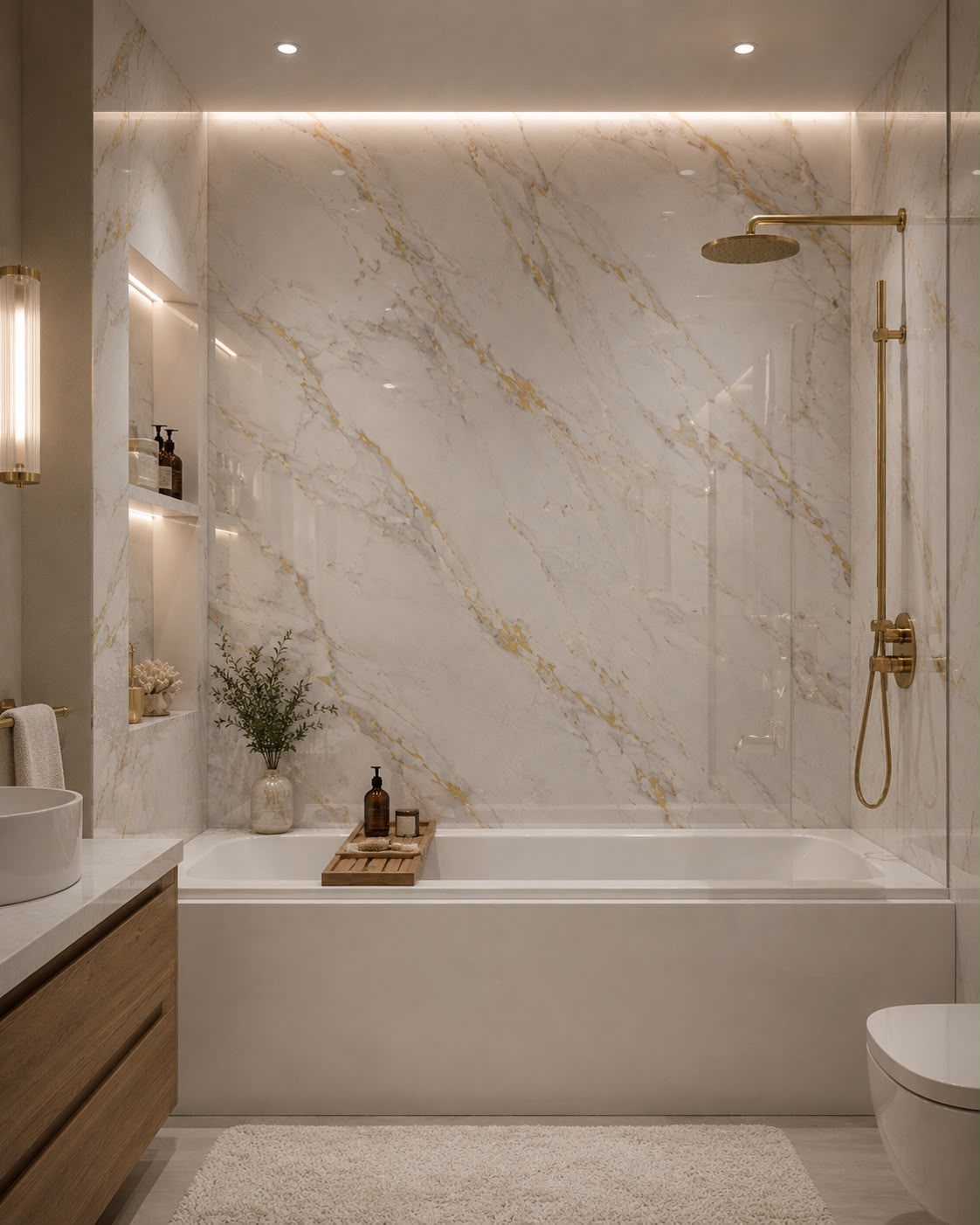 Gilded Marble Gloss Shower Wall Panel | 2.4m x 1m | 10mm PVC Tongue & Groove