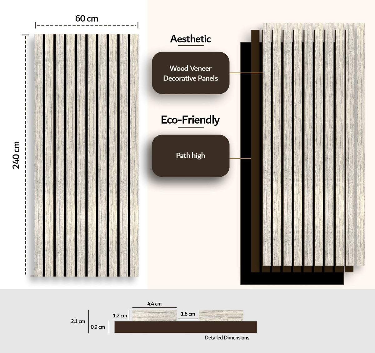 Silver Walnut wide slat panel installed as feature wall — interior room lifestyle shot