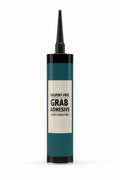 Teal solvent-free grab adhesive cartridge with nozzle fitted on top for PVC shower panels