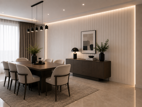 White PVC acoustic slat wall panel — slat texture and finish detail